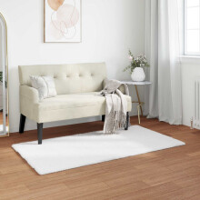 Berkfield Anti-Slip Faux Rabbit Fur Rug OLITE White 80 x 150 cm Polyester