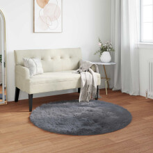 Berkfield Faux Sheepskin Rug TAFALLA Anthracite ò 80 cm Polyester