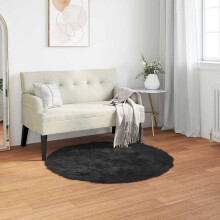 Berkfield Faux Sheepskin Rug TAFALLA Black ò 120 cm Polyester