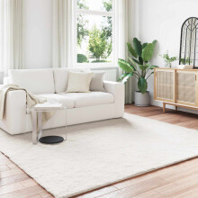 Berkfield Anti-Slip Faux Rabbit Fur Rug OLITE Cream 200 x 200 cm