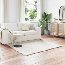 Berkfield Anti-Slip Faux Rabbit Fur Rug OLITE Cream 120 x 120 cm