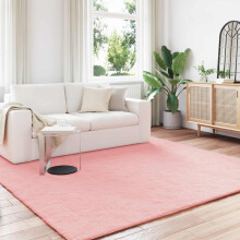 Berkfield Anti-Slip Faux Rabbit Fur Rug OLITE Pink 200 x 200 cm Polyester