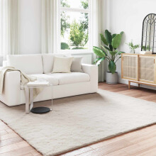 Berkfield Anti-Slip Faux Rabbit Fur Rug OLITE Beige 240 x 240 cm