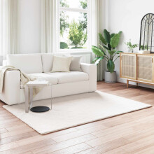 Berkfield Anti-Slip Faux Rabbit Fur Rug OLITE Cream 140 x 200 cm