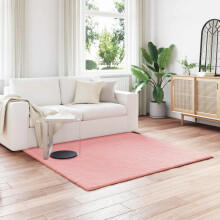 Berkfield Anti-Slip Faux Rabbit Fur Rug OLITE Pink 120 x 120 cm Polyester