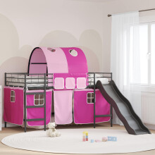Berkfield Kids'Loft Bed Frame Black and Pink 80 x 200 cm Metal
