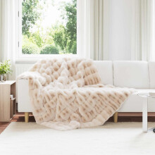 Berkfield Anti-Slip Faux Rabbit Fur Blanket Olite Beige 150 x 220 cm