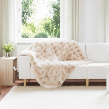 Berkfield Anti-Slip Faux Rabbit Fur Blanket Olite 4 pcs Beige Polyester