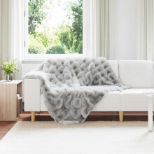 Berkfield Anti-Slip Faux Rabbit Fur Blanket Olite Grey 130 x 150 cm