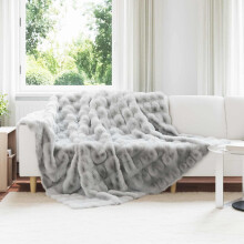 Berkfield Anti-Slip Faux Rabbit Fur Blanket Olite Grey 240 x 270 cm