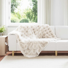 Berkfield Anti-Slip Faux Rabbit Fur Blanket Olite White 130 x 150 cm