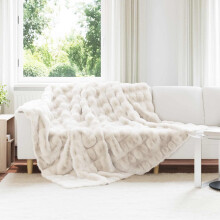 Berkfield Anti-Slip Faux Rabbit Fur Blanket Olite 4 pcs White Polyester