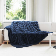 Berkfield Anti-Slip Faux Rabbit Fur Blanket Olite 4 pcs Marine Blue