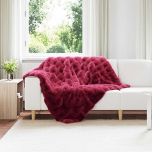 Berkfield Anti-Slip Faux Rabbit Fur Blanket Olite 4 pcs Bordeaux Red