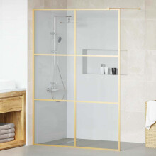 Berkfield Walk-in Shower Wall Gold 140 x 195 cm Tempered Glass