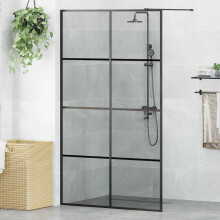 Berkfield Walk-in Shower Wall Black 115 x 195 cm Tempered Glass