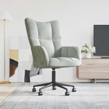 Berkfield Relaxing Chair with Wheels Light Grey Velvet