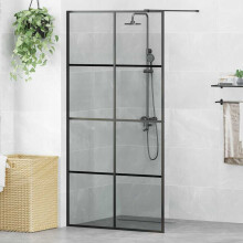 Berkfield Walk-in Shower Wall Black 100 x 195 cm Tempered Glass