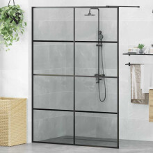 Berkfield Walk-in Shower Wall Black 140 x 195 cm Tempered Glass