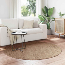 Berkfield Area Rugs Round Moire AGIRA Natural ò 120 CM Polyester