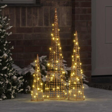 Berkfield Christmas Tree 3 pcs Warm white 20 x 20 x 80 cm PET