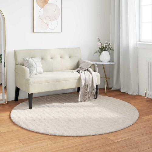 Berkfield Area Rugs Round SIROLO Beige ò 120 CM Polyester
