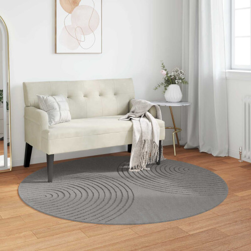 Berkfield Area Rugs Round GALATI Grey ò 200 CM Polyester