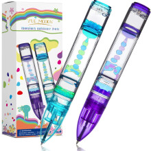 Liquid Motion Bubbler Pens 2 Pack Blue and Purple – Stress Relief Fidget Pens for Kids and Adults