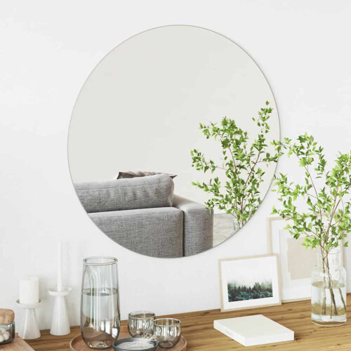 Berkfield Wall Mirror Round ò 70 cm Tempered Glass