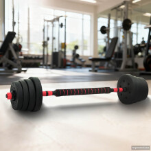 Berkfield 2-in-1 Dumbbell Barbell Set 30kg 30kg Black and Red