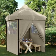 Berkfield Party Tent Folding Taupe 200 x 200 x 306 cm Oxford Fabric