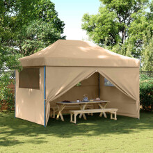 Berkfield Party Tent Folding Beige 279 x 410 x 315 cm Oxford Fabric