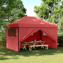 Berkfield Party Tent Folding Burgundy 279 x 410 x 315 cm Oxford Fabric