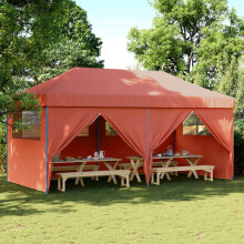 Berkfield Party Tent Folding Terracotta 292 x 580 x 315 cm Oxford Fabric