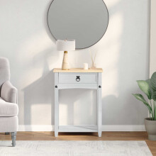 Berkfield Console table with Drawer White 55 x 35 x 73 cm Solid Pine Wood