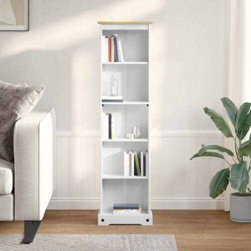 Berkfield Bookcase White 46 x 20 x 170 cm Solid Pine Wood