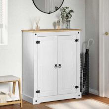 Berkfield Shoe Cabinet with Door White 86 x 38.5 x 108 cm Solid Pine Wood