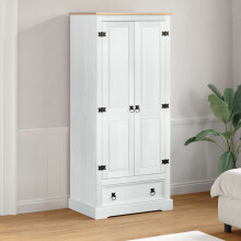 Berkfield Wardrobes with Drawer White 76 x 50 x 170 cm Solid Pine Wood