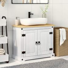 Berkfield Sink cabinet with Shelf White 73 x 33 x 60 cm Solid Pine Wood