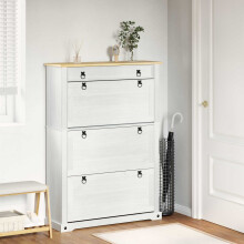 Berkfield Shoe Cabinet Corona White 99 x 32 x 138 cm Solid Pine Wood