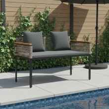 Berkfield Outdoor Bench Grey and Dark Grey 117 x 54 x 74.5 cm Poly Rattan