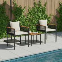Berkfield Outdoor Furniture Set Black and Cream White Poly Rattan