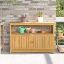 Berkfield Garden Console Table with Storage Light Acacia 110 x 35 x 75 cm