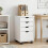 Berkfield Rolling Cabinet White 34 x 39 x 56 cm Solid Pine Wood 1