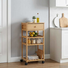 Berkfield Kitchen Trolley with Wheels Natural 37 x 36 x 80 cm Bamboo