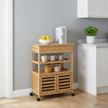 Berkfield Kitchen Trolley with Wheels Natural 59.5 x 36 x 82 cm Bamboo