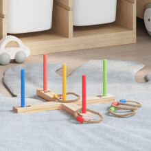 Berkfield Ring Toss Game Set Multicolour 41 x 41 x 16 cm Solid Pine Wood