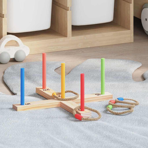 Berkfield Ring Toss Game Set Multicolour 41 x 41 x 16 cm Solid Pine Wood
