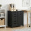 Berkfield Rolling Cabinet Black 63.5 x 39 x 65.5 cm Solid Pine Wood 1