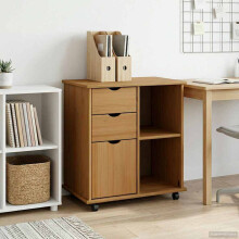 Berkfield Rolling Cabinet Honey Brown 63.5 x 39 x 65.5 cm Solid Pine Wood